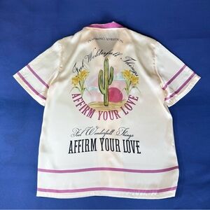 Zara Man Insiparational Affirmation Cabana Resort Cali Camp Shirt Size Small